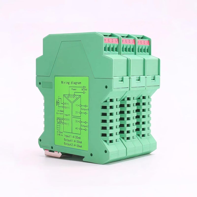 Lelukee Analog Signal Isolator Transmitter Splitter DC Galvanic Separation Analog Signal Splitter Current Voltage Transmitter DIN Rail Mount(4-20ma 1 in 3 Out) - Image 5